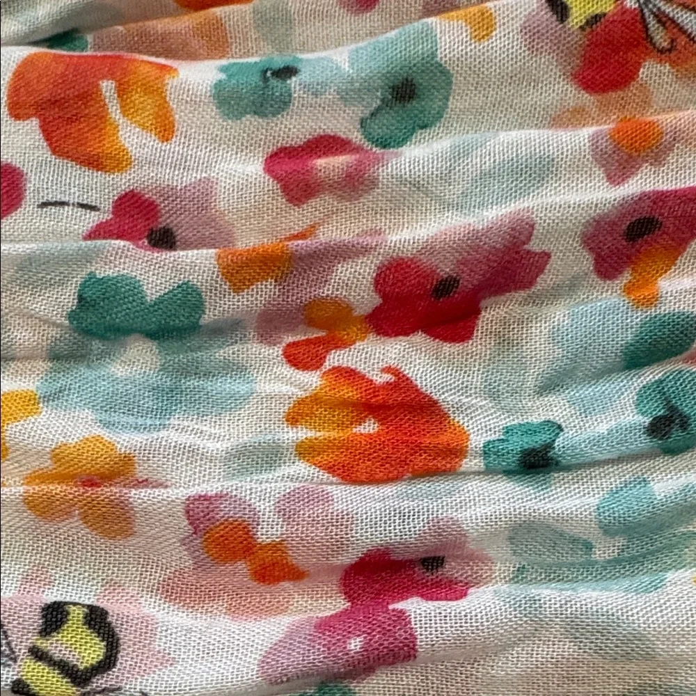 Lightweight Floral & Stripe Wrap Scarf in Pastel Multi